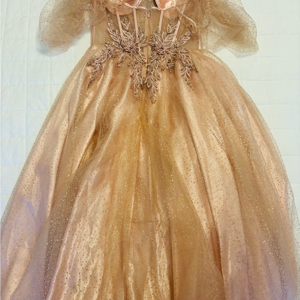 Soma Shimmering Gold and Pink Kids Formal Dress